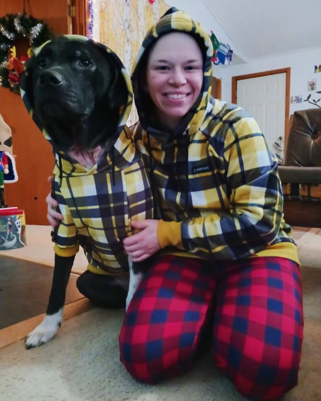 Customer photo review of Yellow Plaid Human Hoodie