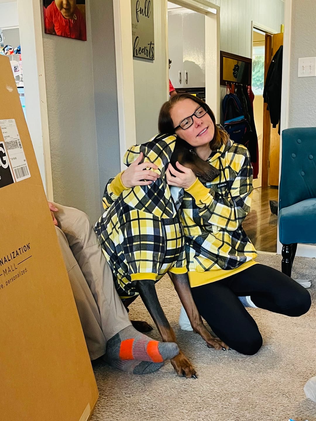 Customer photo review of Yellow Plaid Human Hoodie