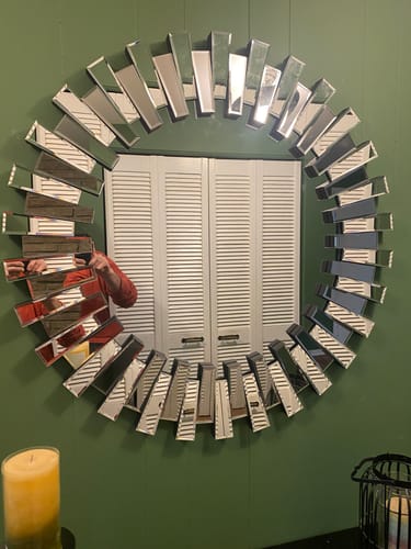 Customer photo review of Modern Sunburst Beveled Round Mirror 36"