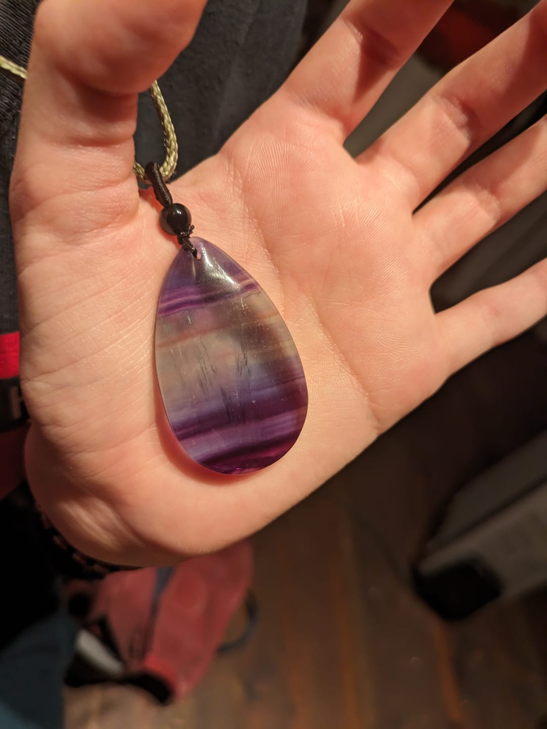 Customer photo review of Natural Fluorite Water Drop Necklace