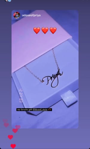 Customer photo review of Personalized Script Necklace