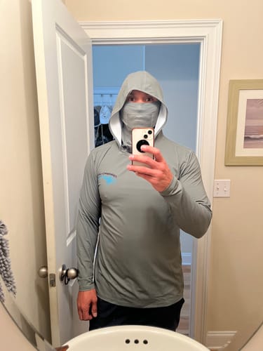 Customer photo review of UPF 50+ Long Sleeve Shirt with Hood and Facemask