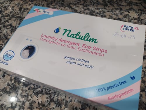 Customer photo review of Eco-Tiras de Detergente 40 lavados Natulim