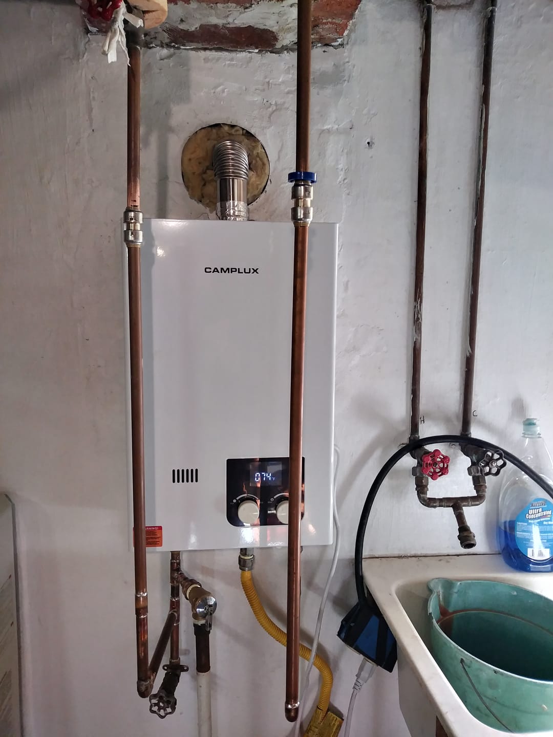 Customer photo review of Camplux Instant Indoor Tankless Gas Water Heater 2.64 GPM | White