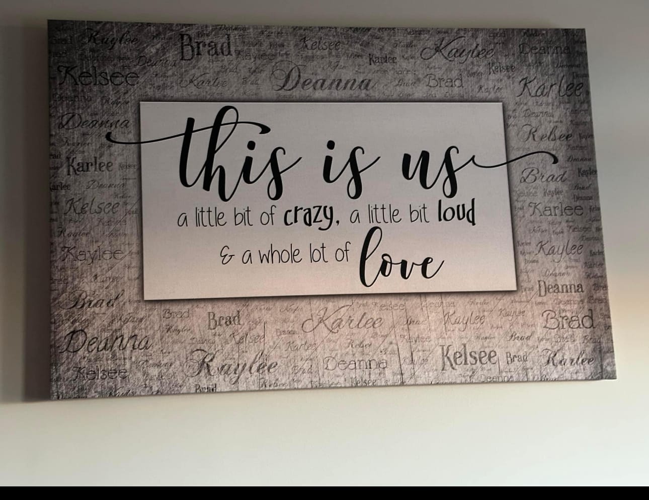 Customer photo review of Personalized "This Is Us" With Names on Background Premium Canvas