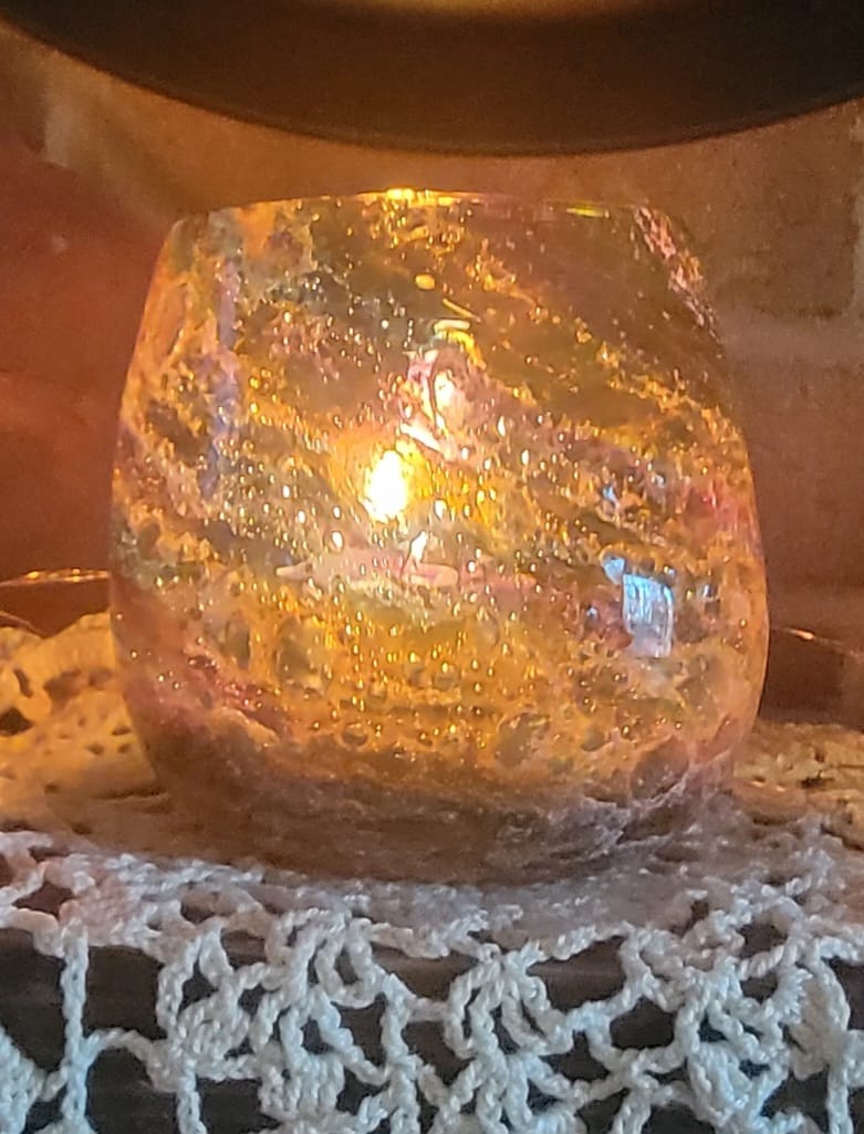 Customer photo review of Glass Votive with Infused Cremation Ashes