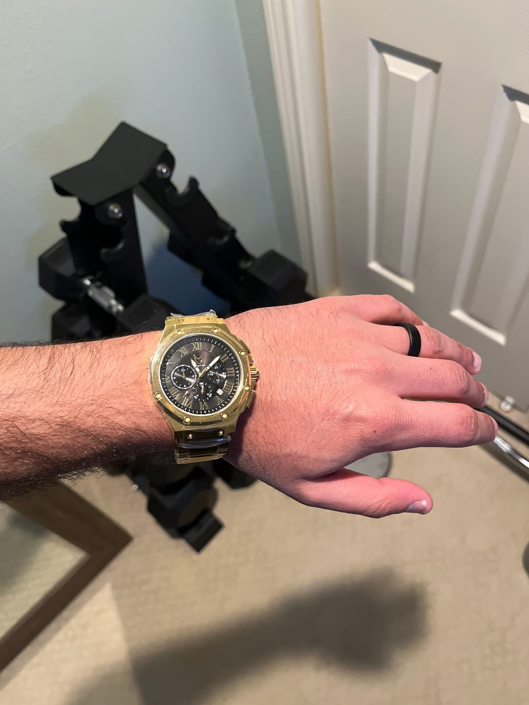 Customer photo review of AM1001SS - AMBASSADOR POLISHED 18K GOLD / BLACK / SS BAND