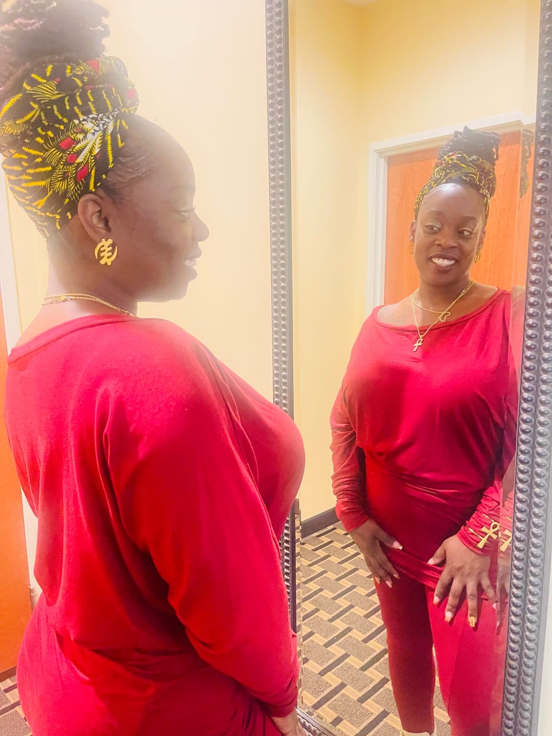 Customer photo review of Gye Nyame Stud Earrings
