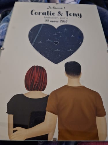 Customer photo review of Affiche Personnalisée - Couple Lieu Première Rencontre - Homme et Femme
