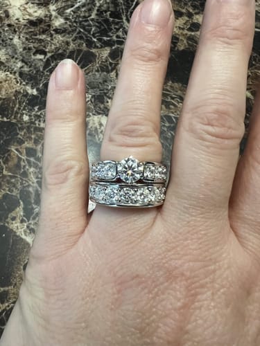 Customer photo review of Round Moissanite Triple Channel Set Engagement Ring