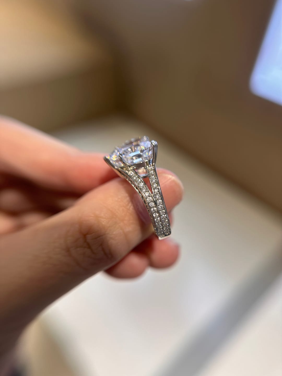 Customer photo review of Louily Exquisite 5.0 Carat Heart Cut Engagement Ring In Sterling Silver