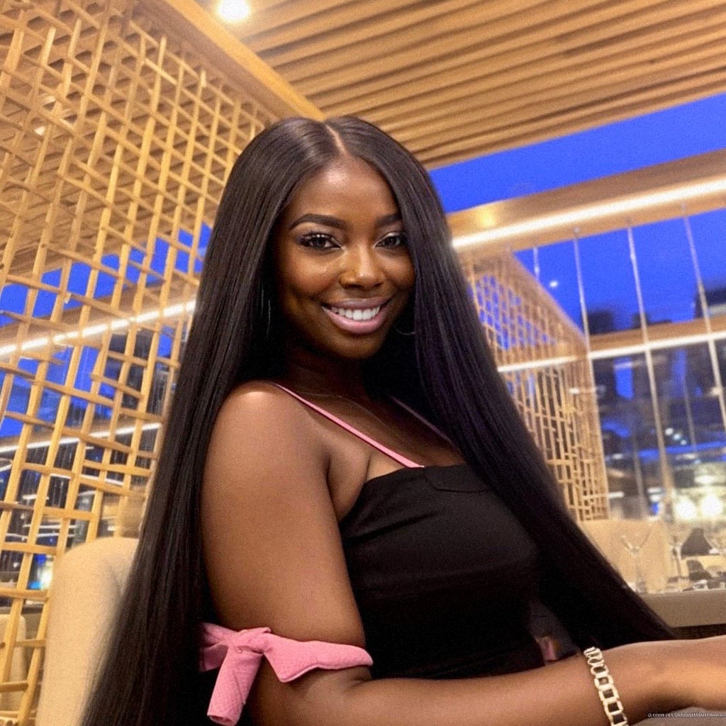 Customer photo review of Kelsey - Virgin Cambodian Hair - Light/Medium Yaki Coarse - InvisiRoot Thin-Part Wig™️