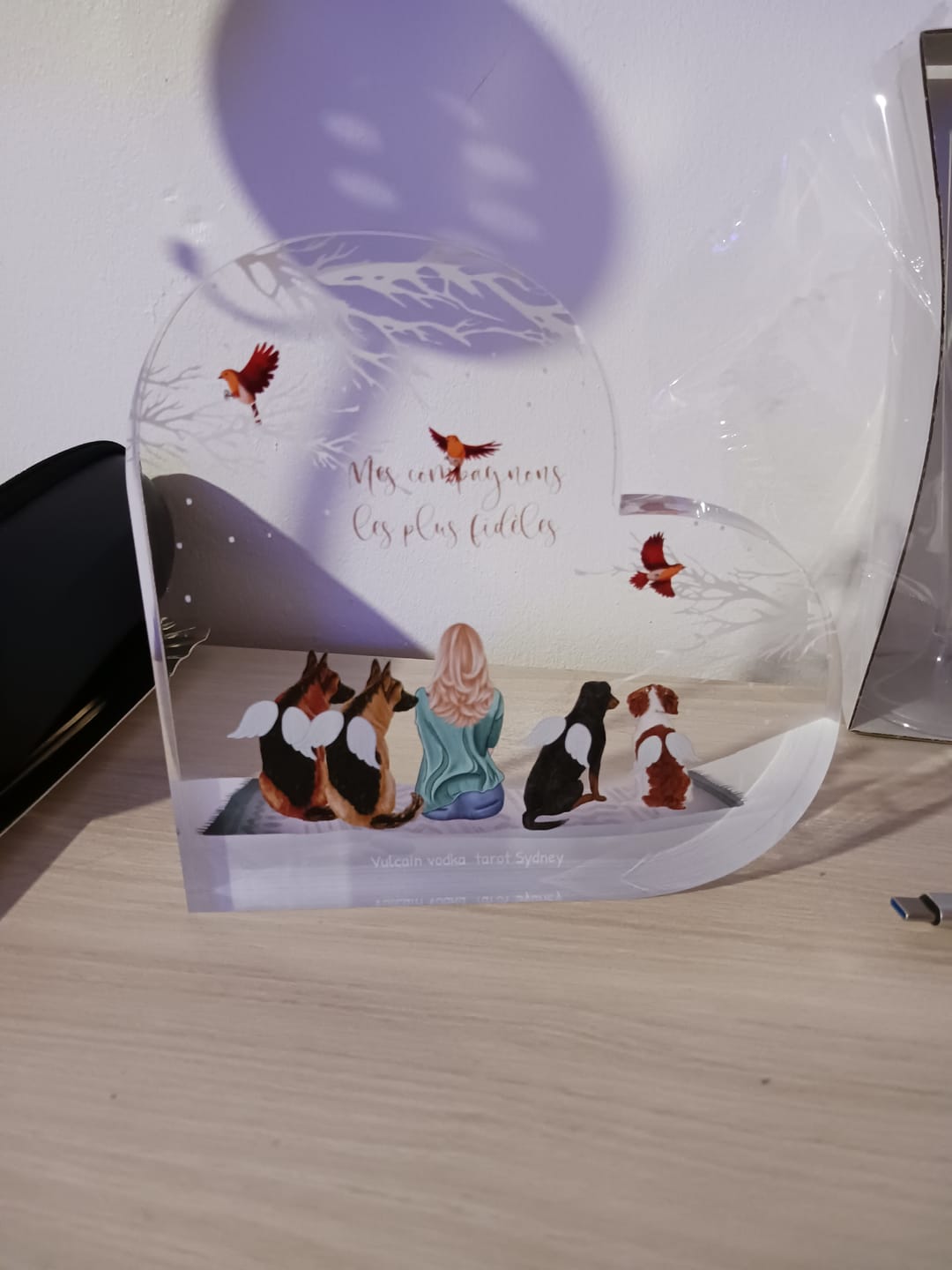 Customer photo review of Toujours à mes côtés - Cœur en verre personnalisé