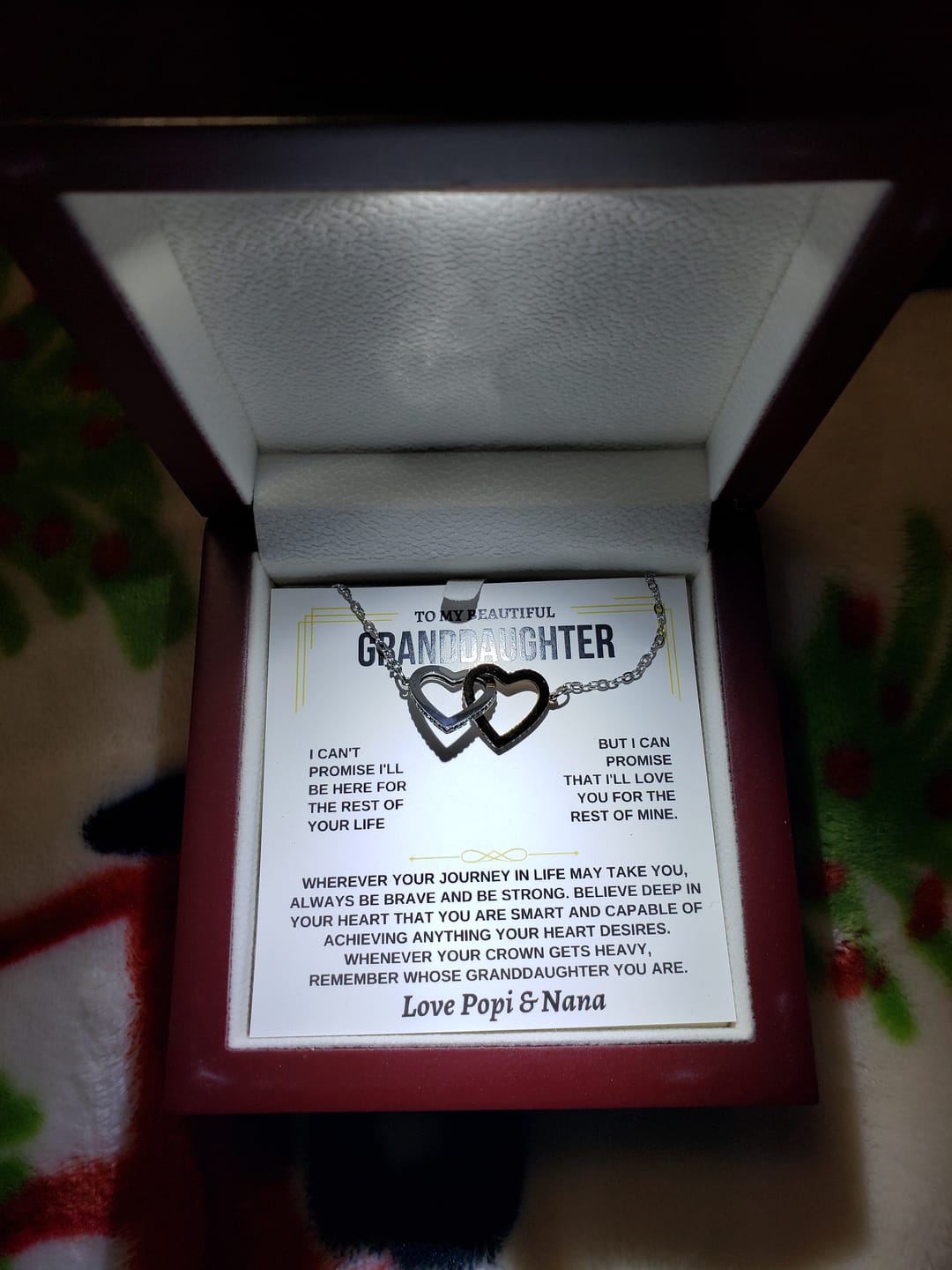 Customer photo review of [ALMOST SOLD OUT] To My Beautiful Granddaughter - Intertwined Hearts Keepsake Necklace Gift Set - SS117GM