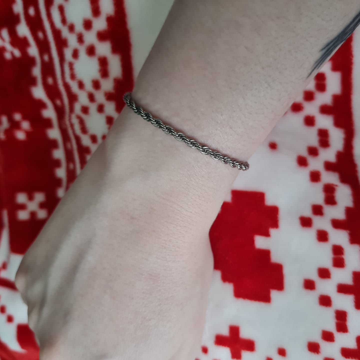 Customer photo review of CLEAN ROPE BRACELET. - 3MM WHITE GOLD