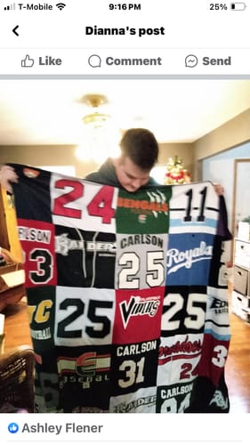 T-shirt quilt featuring carlson raiders, carlson viking by Tammi from IL
