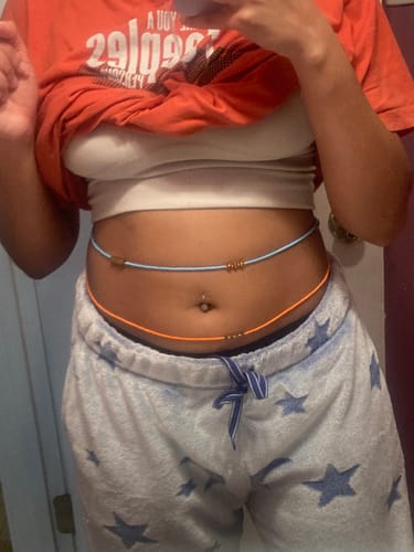Customer photo review of Extended Length 60 Inch Sunset Tie On Waist Beads