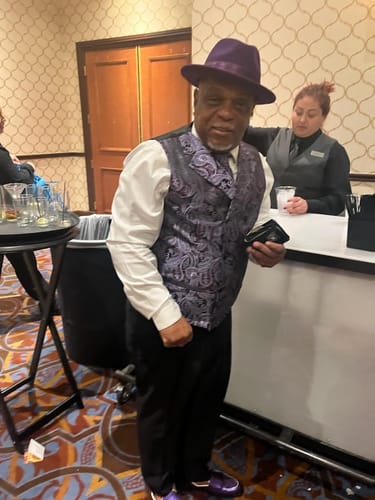 Customer photo review of Purple Paisley Jacquard Silk Men's Vest Hanky Cufflinks Tie Set For Suit or Tuxedo