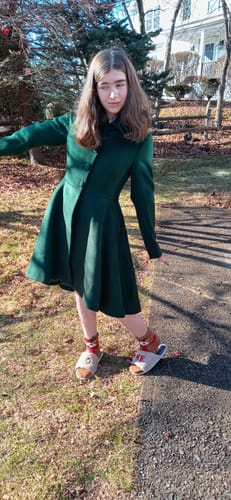 Customer photo review of Vintage Inspired Green Winter Wool Coat Women 3143