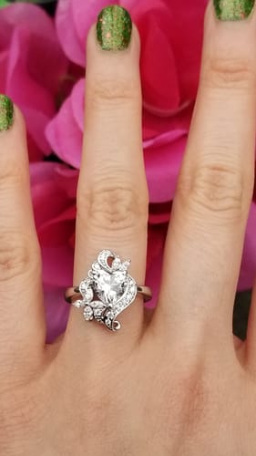 Customer photo review of Heart Flower CZ Ring in Sterling Silver
