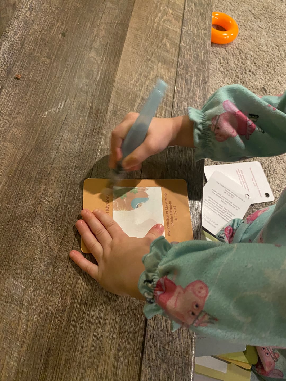 Customer photo review of Mysteries of the Rosary Water Reveal Cards
