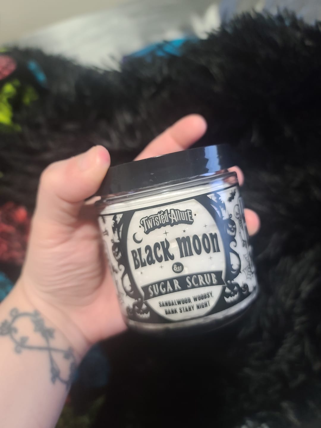Customer photo review of Black Moon Sugar Scrub (Sandalwood & Dark Stary nights)