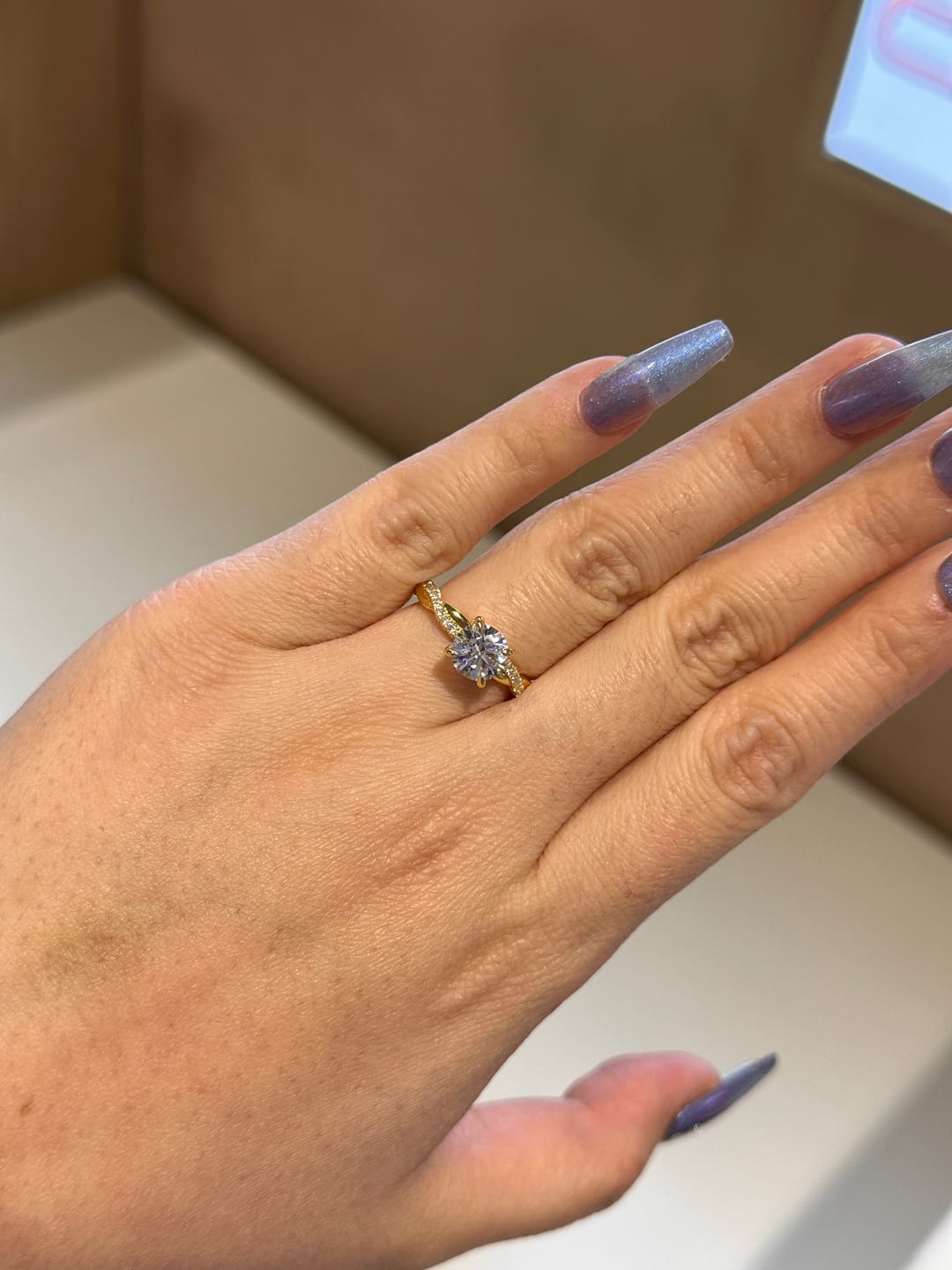 Customer photo review of S925 1.25 Carat Twist Round Cut Engagement Ring In Sterling Silver For Bridal & Daily Wear