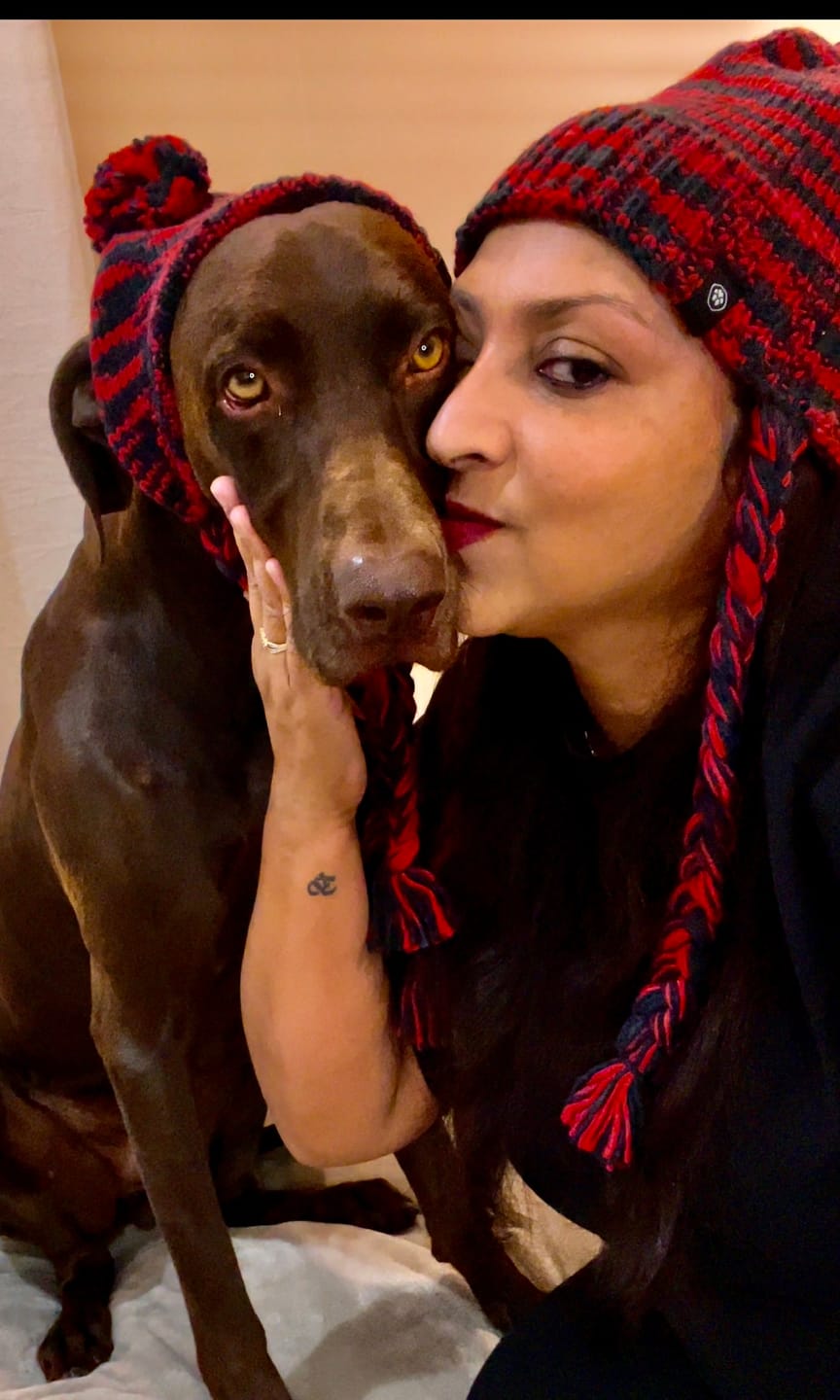 Customer photo review of Human Pompom Hat - Red & Black