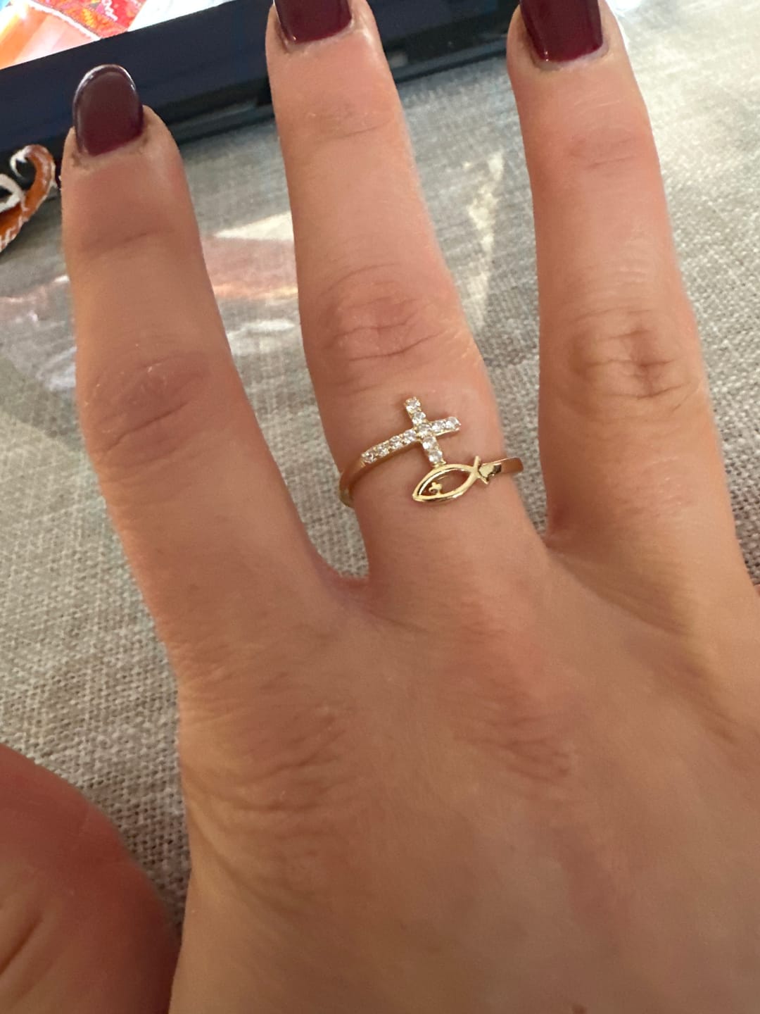 Customer photo review of God Jesus Fish And Cross Ring