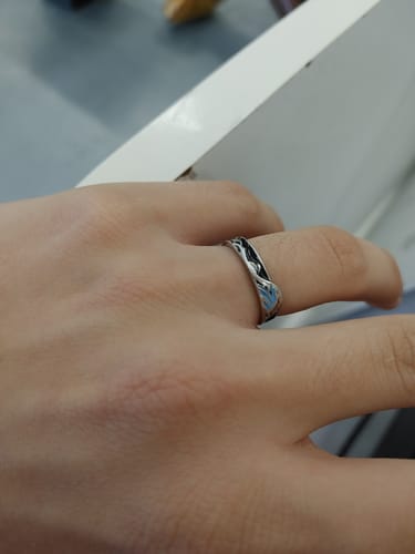 Customer photo review of The great wave off kanagawa couple rings