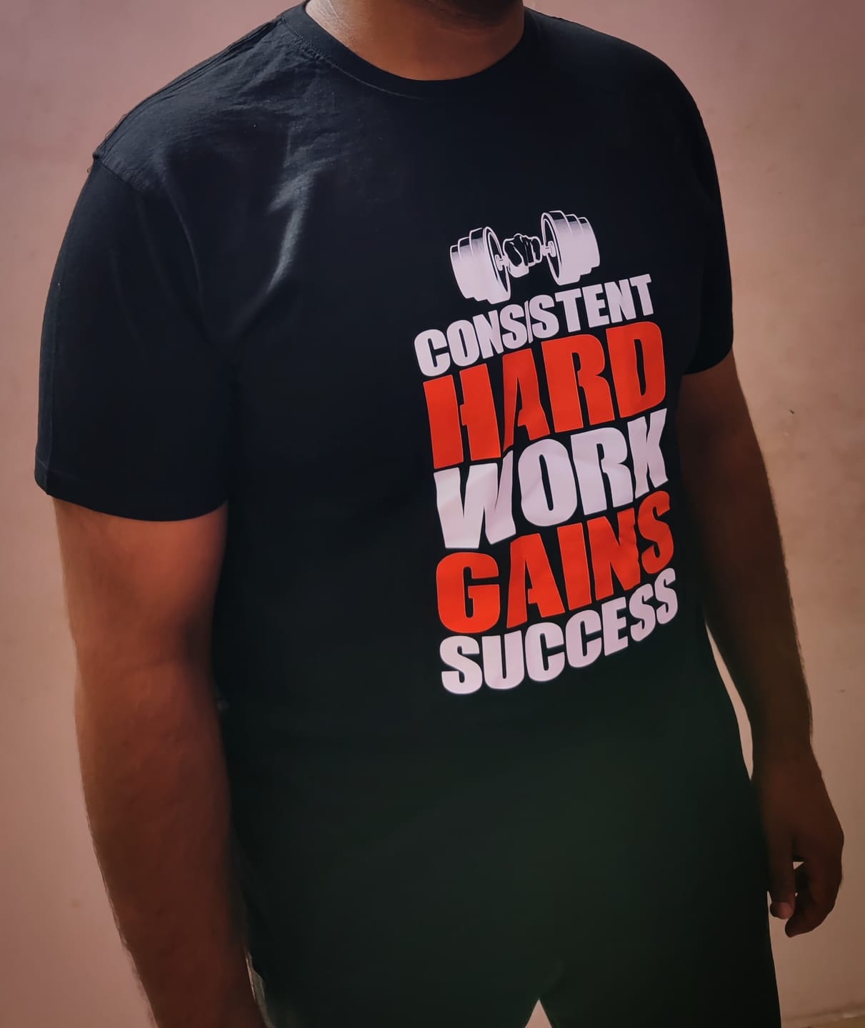 Customer photo review of Fitness: Hard Work = Success Equation T-Shirt