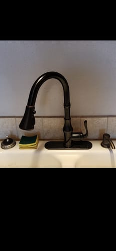 Customer photo review of Pull-Down 3 Sprayers Kitchen Faucet Oil Rubbed Bronze-1
