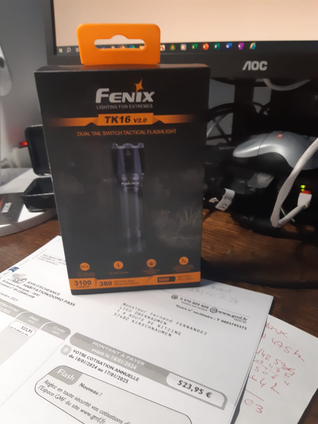 Customer photo review of Fenix TK16 V2.0 - 3100 Lumens - Rechargeable USB-C - Pack complet