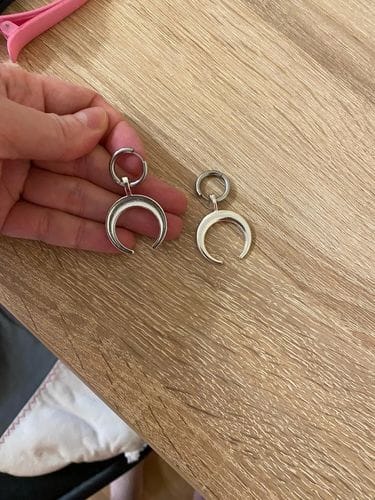 Customer photo review of Crescent Moon Earrings
