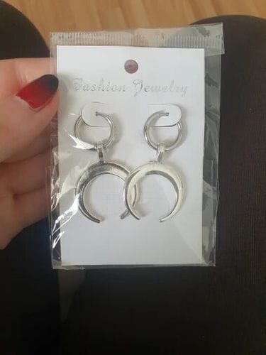 Customer photo review of Crescent Moon Earrings