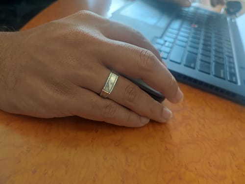 Customer photo review of Diamond Signet Wedding Band in Sterling Silver