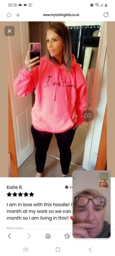 Customer photo review of I Don't Care Hoodie - Neon Pink