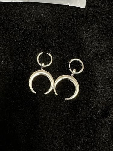 Customer photo review of Crescent Moon Earrings