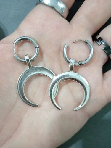 Customer photo review of Crescent Moon Earrings