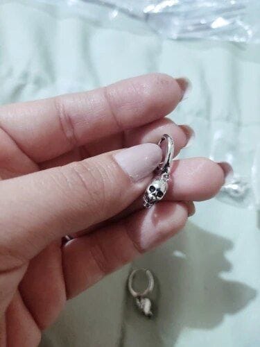 Customer photo review of Death Hoop Earrings