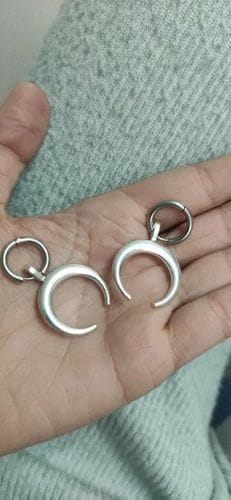 Customer photo review of Crescent Moon Earrings