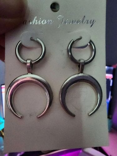 Customer photo review of Crescent Moon Earrings