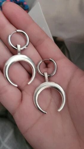 Customer photo review of Crescent Moon Earrings
