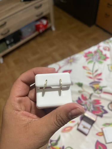 Customer photo review of *NEW* 14K 💎💎 (VS) Hoop Diamonds Earrings 🤯 JTJ™