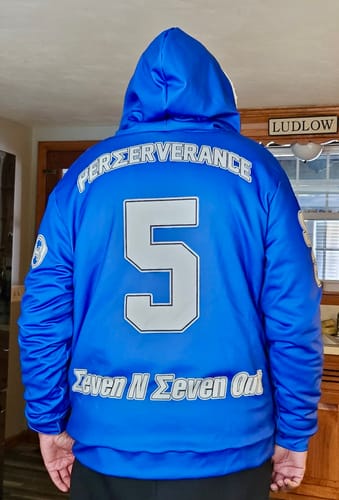 Customer photo review of Fraternity Hoodie - Personalized Phi Beta Sigma Blue Sherpa Hoodie