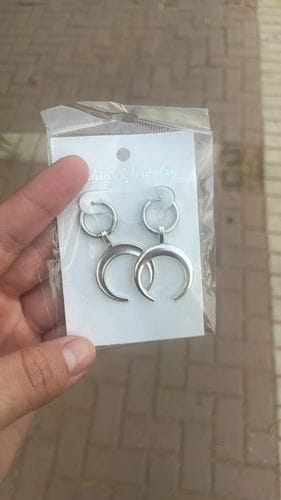 Customer photo review of Crescent Moon Earrings