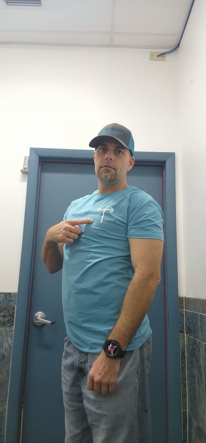 Customer photo review of Original Performance Tee - Light Blue