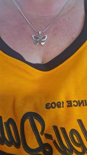 Customer photo review of Just Love Skulls Silver Necklace