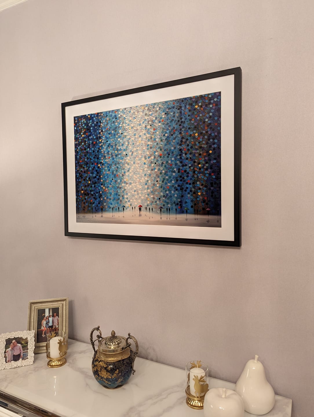 Customer photo review of Umbrellas At Night Framed Art Print