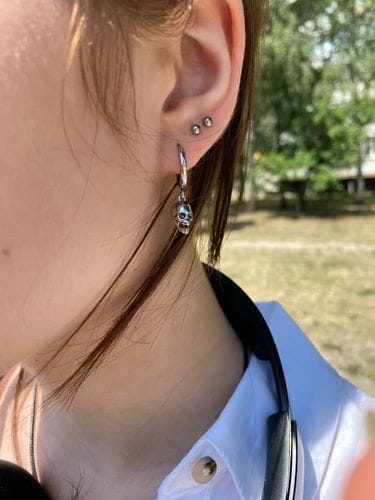 Customer photo review of Death Hoop Earrings